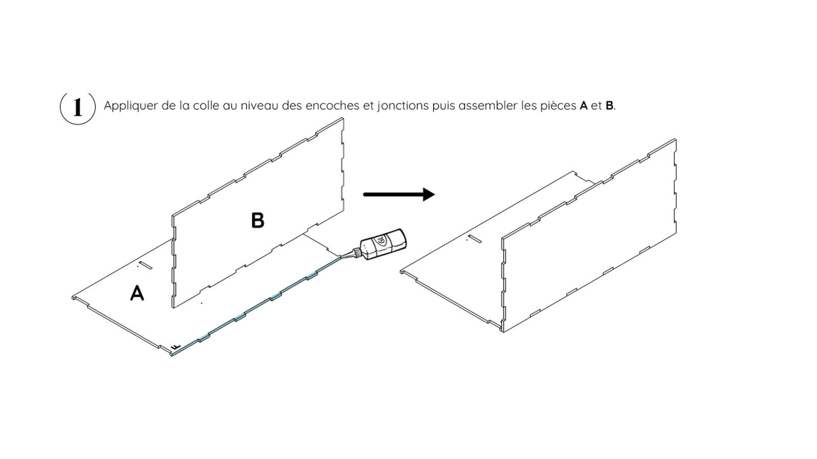 Étape 1 de la notice PDF Simple Vans : coller les pièces A et B