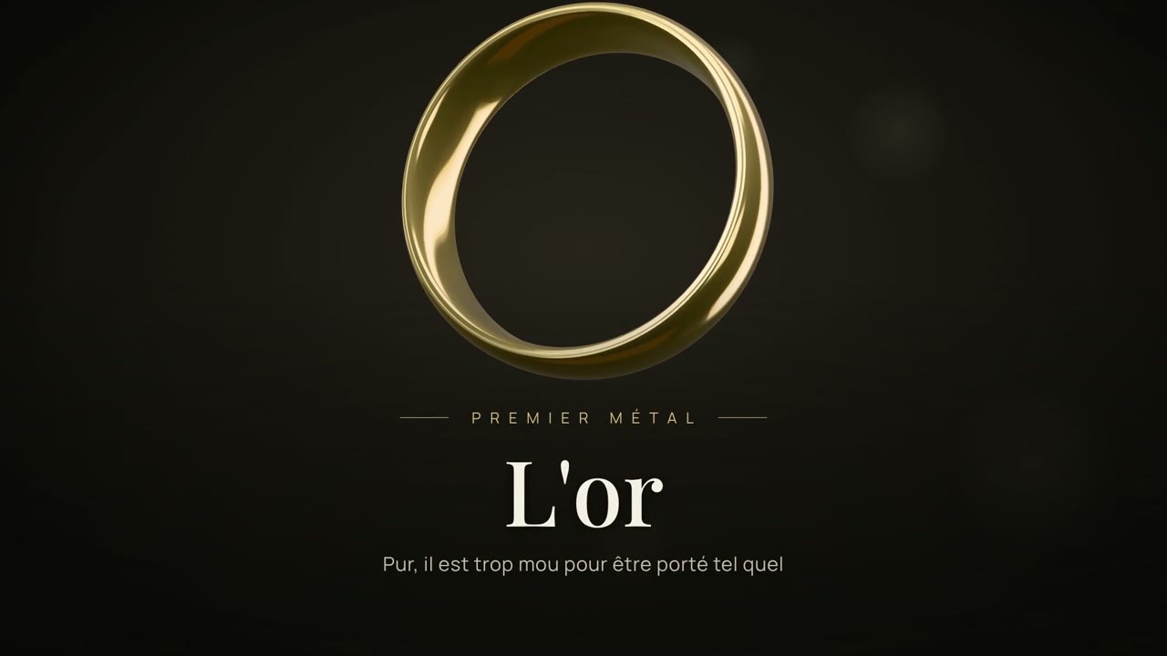Une bague en or rendue en 3D, sur fond sombre